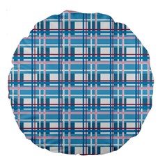 Blue plaid pattern Large 18  Premium Round Cushions from ArtsNow.com Front