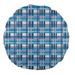 Blue plaid pattern Large 18  Premium Round Cushions