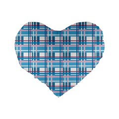 Blue plaid pattern Standard 16  Premium Heart Shape Cushions from ArtsNow.com Back