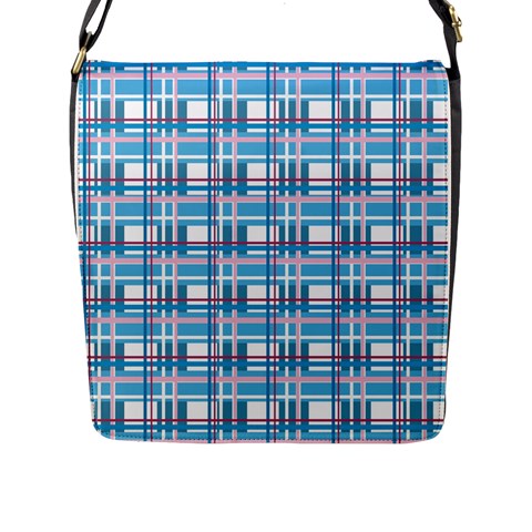 Blue plaid pattern Flap Messenger Bag (L)  from ArtsNow.com Front