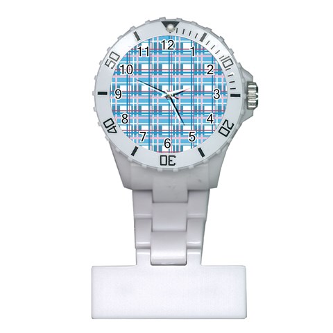 Blue plaid pattern Plastic Nurses Watch from ArtsNow.com Front