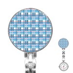 Blue plaid pattern Stainless Steel Nurses Watch