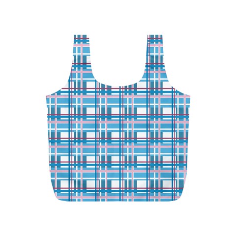Blue plaid pattern Full Print Recycle Bags (S)  from ArtsNow.com Front
