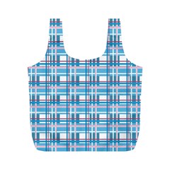 Blue plaid pattern Full Print Recycle Bags (M)  from ArtsNow.com Front