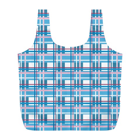 Blue plaid pattern Full Print Recycle Bags (L)  from ArtsNow.com Front
