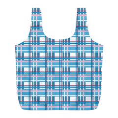 Blue plaid pattern Full Print Recycle Bags (L)  from ArtsNow.com Front