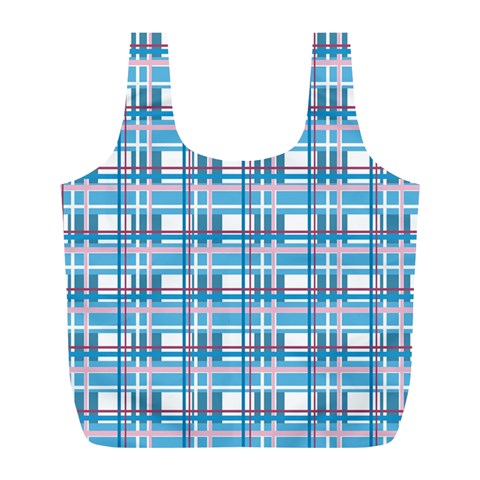 Blue plaid pattern Full Print Recycle Bags (L)  from ArtsNow.com Back