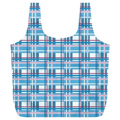 Blue plaid pattern Full Print Recycle Bags (L)  from ArtsNow.com Front