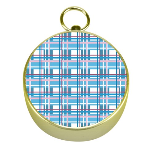 Blue plaid pattern Gold Compasses from ArtsNow.com Front