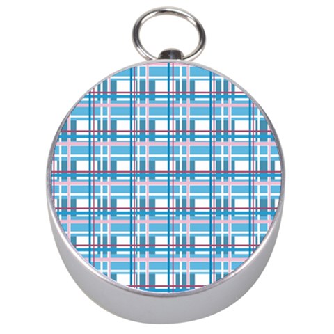 Blue plaid pattern Silver Compasses from ArtsNow.com Front