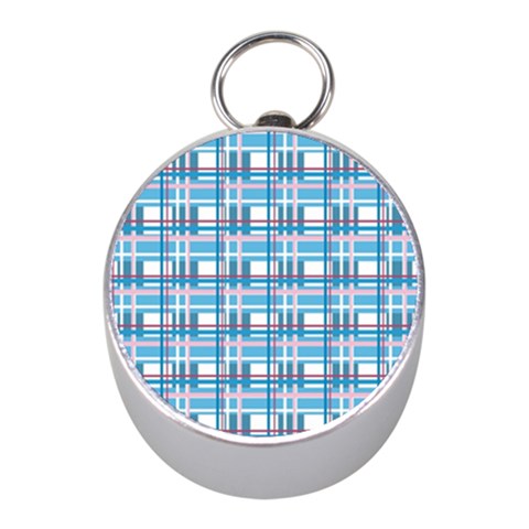 Blue plaid pattern Mini Silver Compasses from ArtsNow.com Front