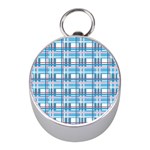 Blue plaid pattern Mini Silver Compasses