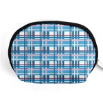 Blue plaid pattern Accessory Pouches (Medium) 