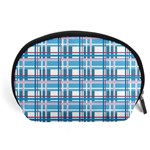 Blue plaid pattern Accessory Pouches (Large) 