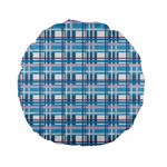 Blue plaid pattern Standard 15  Premium Flano Round Cushions