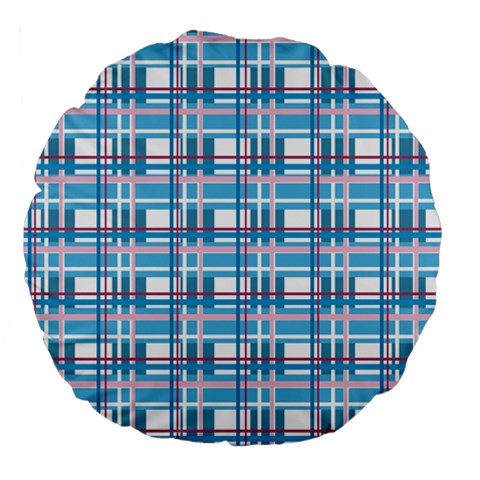 Blue plaid pattern Large 18  Premium Flano Round Cushions from ArtsNow.com Front