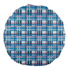 Blue plaid pattern Large 18  Premium Flano Round Cushions from ArtsNow.com Back
