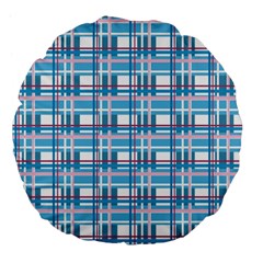 Blue plaid pattern Large 18  Premium Flano Round Cushions from ArtsNow.com Back