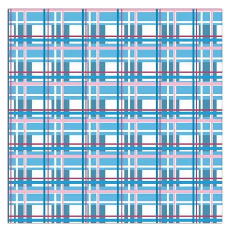 Blue plaid pattern Large Satin Scarf (Square) from ArtsNow.com Front
