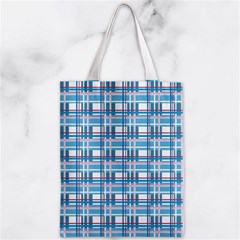 Blue plaid pattern Zipper Classic Tote Bag from ArtsNow.com Front