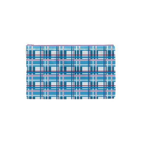 Blue plaid pattern Cosmetic Bag (XS) from ArtsNow.com Front