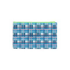 Blue plaid pattern Cosmetic Bag (XS) from ArtsNow.com Back