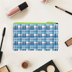 Blue plaid pattern Cosmetic Bag (XS) from ArtsNow.com Back