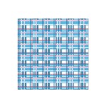 Blue plaid pattern Satin Bandana Scarf
