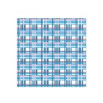 Blue plaid pattern Satin Bandana Scarf