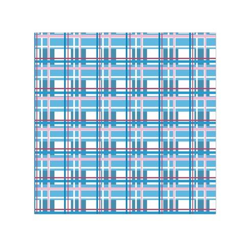 Blue plaid pattern Small Satin Scarf (Square) from ArtsNow.com Front