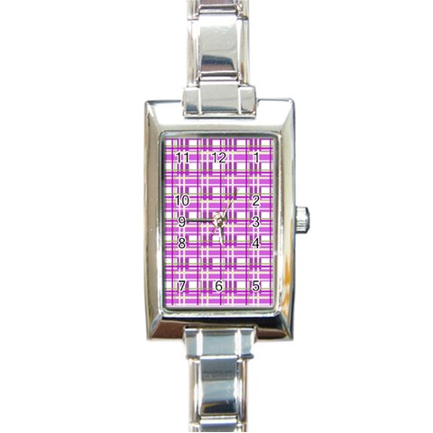 Purple plaid pattern Rectangle Italian Charm Watch from ArtsNow.com Front