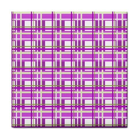 Purple plaid pattern Tile Coasters from ArtsNow.com Front