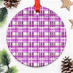 Purple plaid pattern Ornament (Round) 