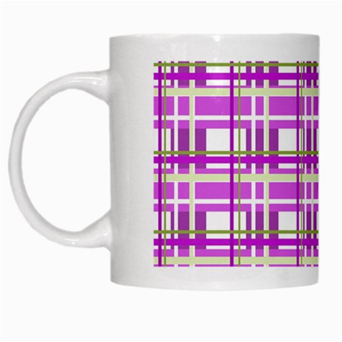 Purple plaid pattern White Mugs from ArtsNow.com Left