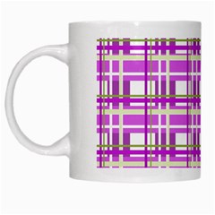 Purple plaid pattern White Mugs from ArtsNow.com Left