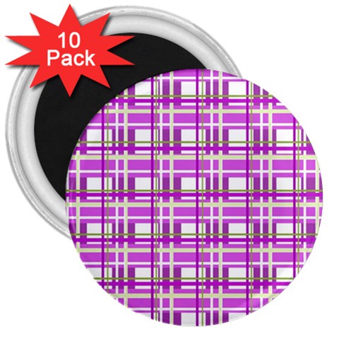 Purple plaid pattern 3  Magnets (10 pack)  from ArtsNow.com Front