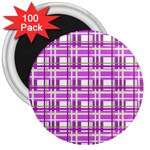 Purple plaid pattern 3  Magnets (100 pack)