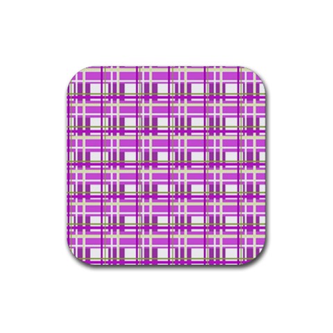 Purple plaid pattern Rubber Coaster (Square)  from ArtsNow.com Front