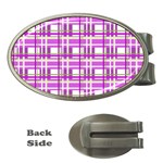 Purple plaid pattern Money Clips (Oval) 