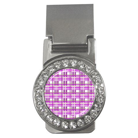 Purple plaid pattern Money Clips (CZ)  from ArtsNow.com Front