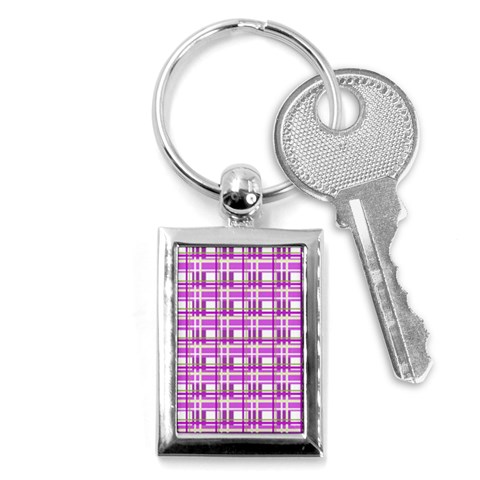 Purple plaid pattern Key Chains (Rectangle)  from ArtsNow.com Front