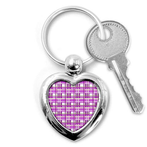 Purple plaid pattern Key Chains (Heart)  from ArtsNow.com Front