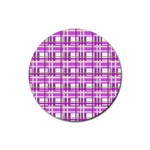 Purple plaid pattern Rubber Round Coaster (4 pack) 