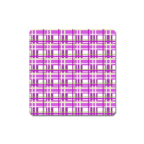 Purple plaid pattern Square Magnet from ArtsNow.com Front