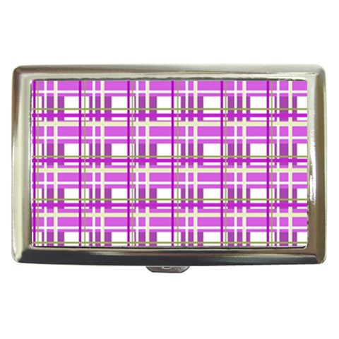 Purple plaid pattern Cigarette Money Cases from ArtsNow.com Front