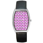 Purple plaid pattern Barrel Style Metal Watch