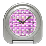 Purple plaid pattern Travel Alarm Clocks