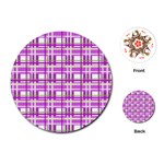 Purple plaid pattern Playing Cards (Round) 