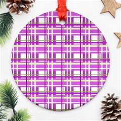 Purple plaid pattern Round Ornament (Two Sides)  from ArtsNow.com Front