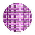 Purple plaid pattern Round Ornament (Two Sides) 